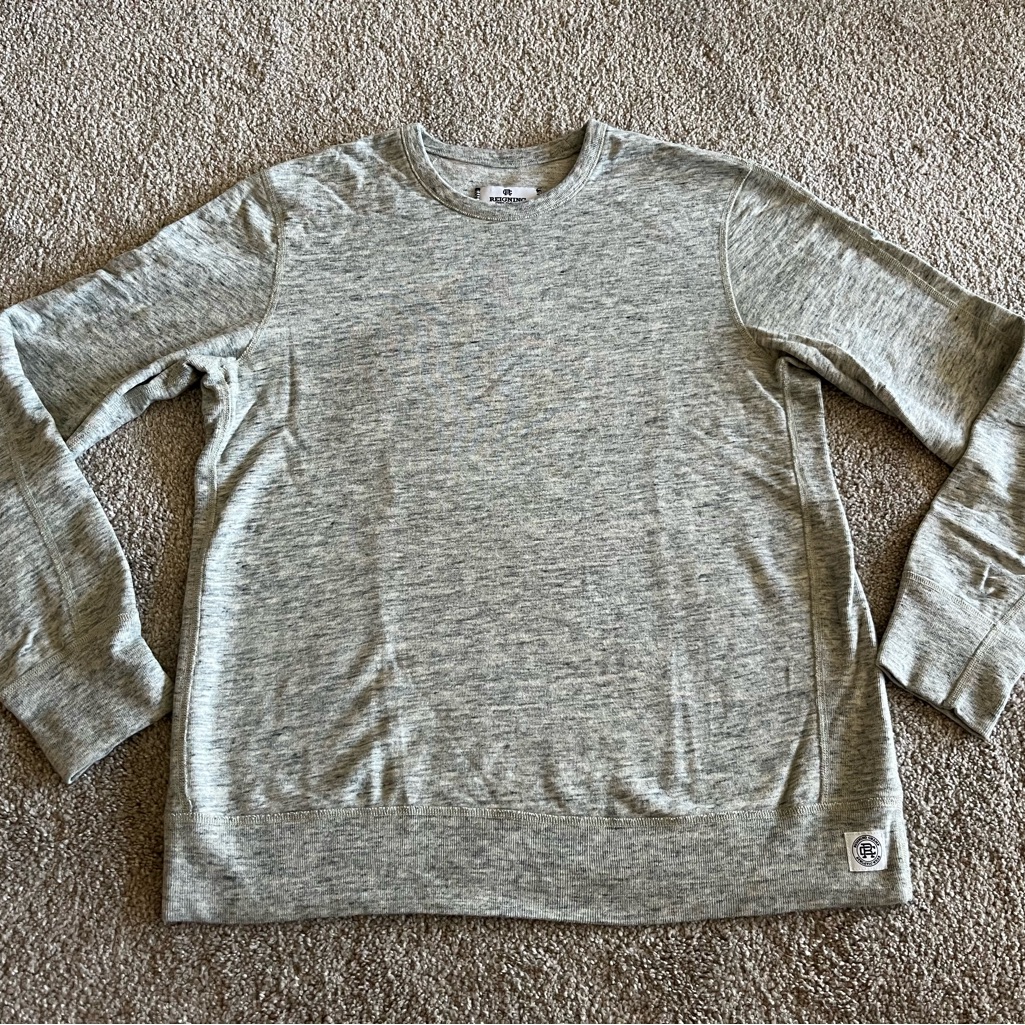 Reigning Champ Gray Crewneck Sweater Soft Knit Casual- Size Small